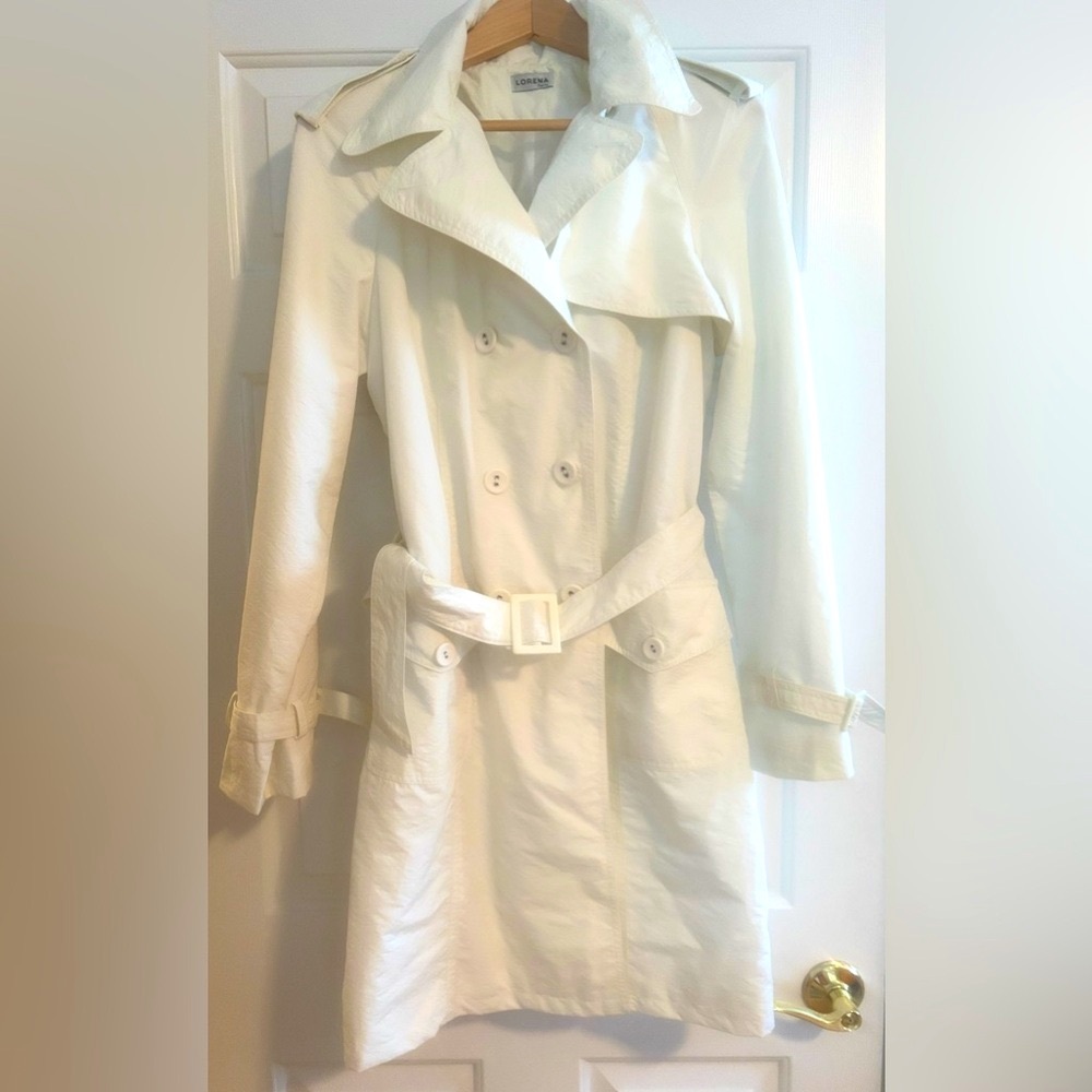 Lorena Paris Sandra Ivory Crepe Nylon Trench Coat Rain Coat France 42